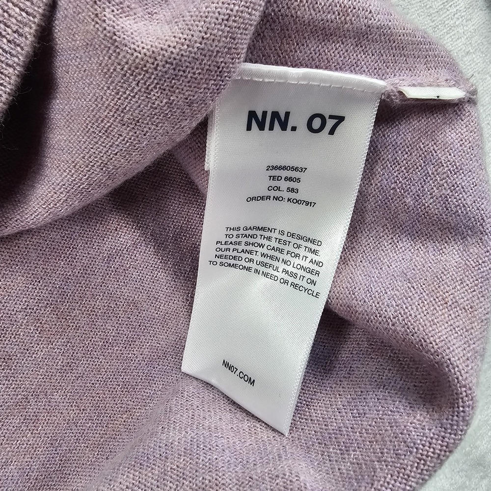 NN07 Sweater Mens L 100% Merino Wool Crewneck Knit Pullover Lilac Lavender - Picture 6 of 8